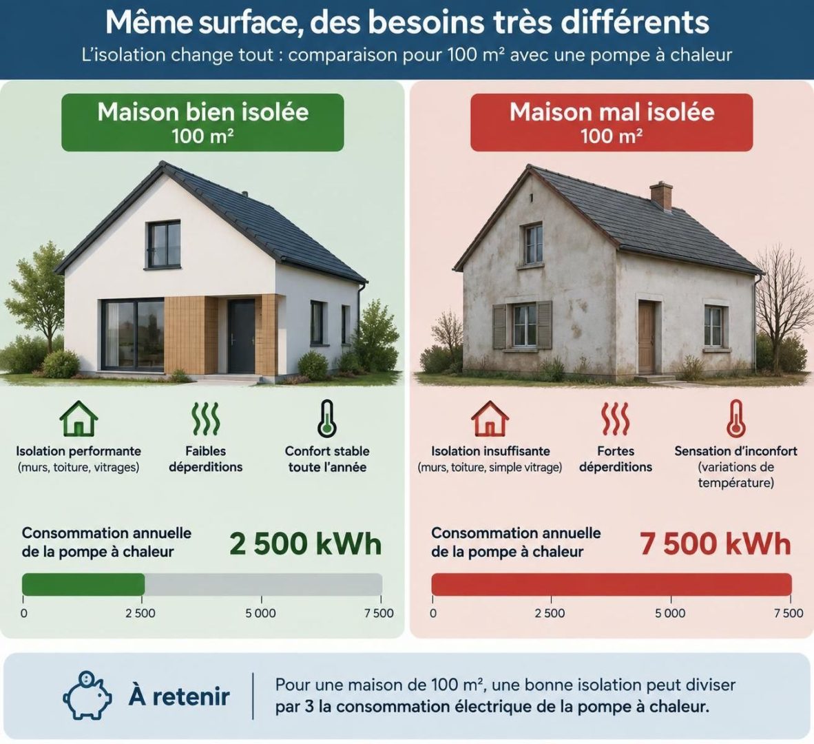 découvrez pourquoi une pompe à chaleur consomme davantage dans une maison mal isolée et comment réduire les pertes d’énergie et votre facture.